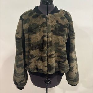 Camouflage Fleece Bomber Jacket